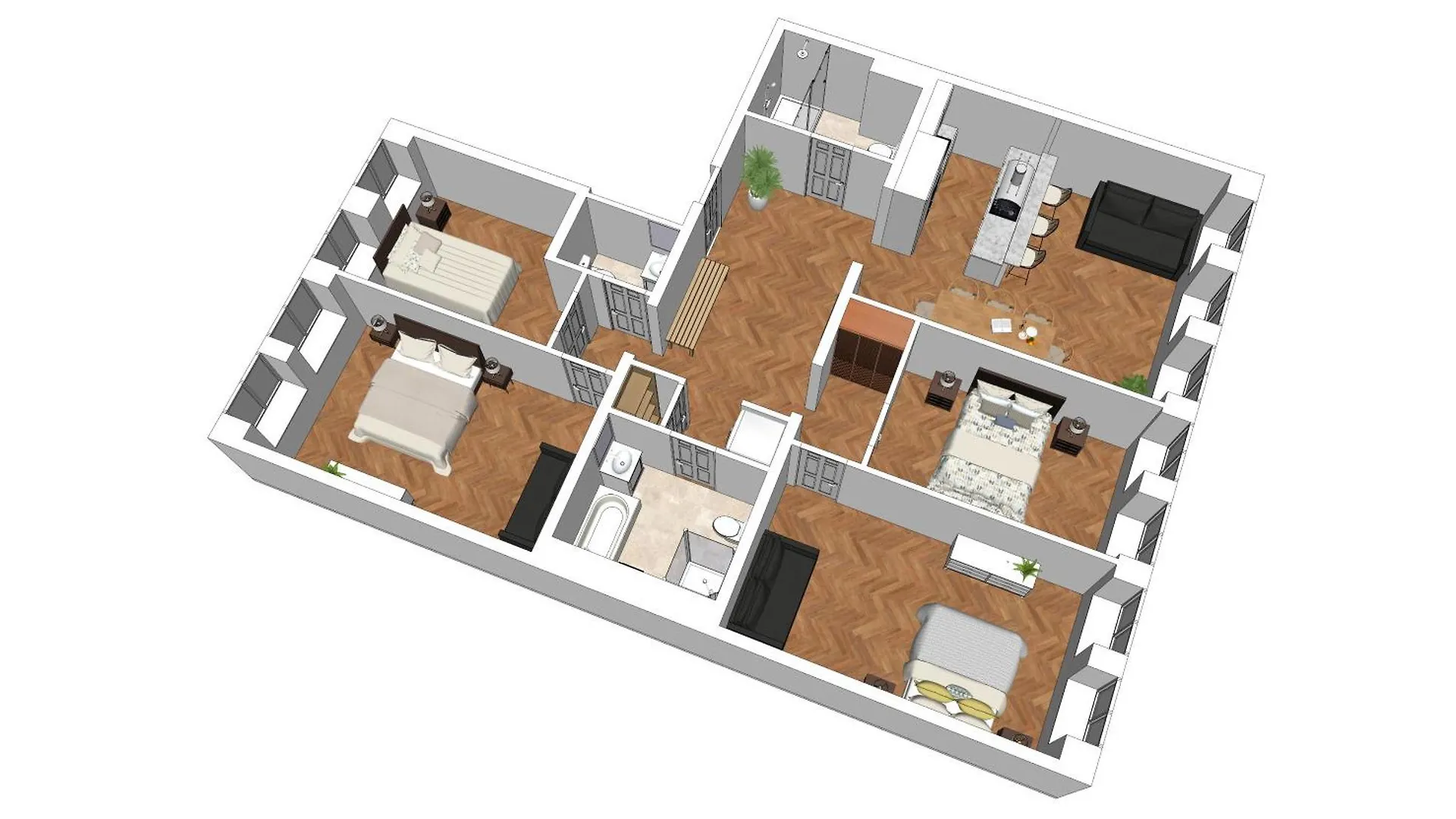 Flatista Homes - Central Station - 4 Br Munich Apartment